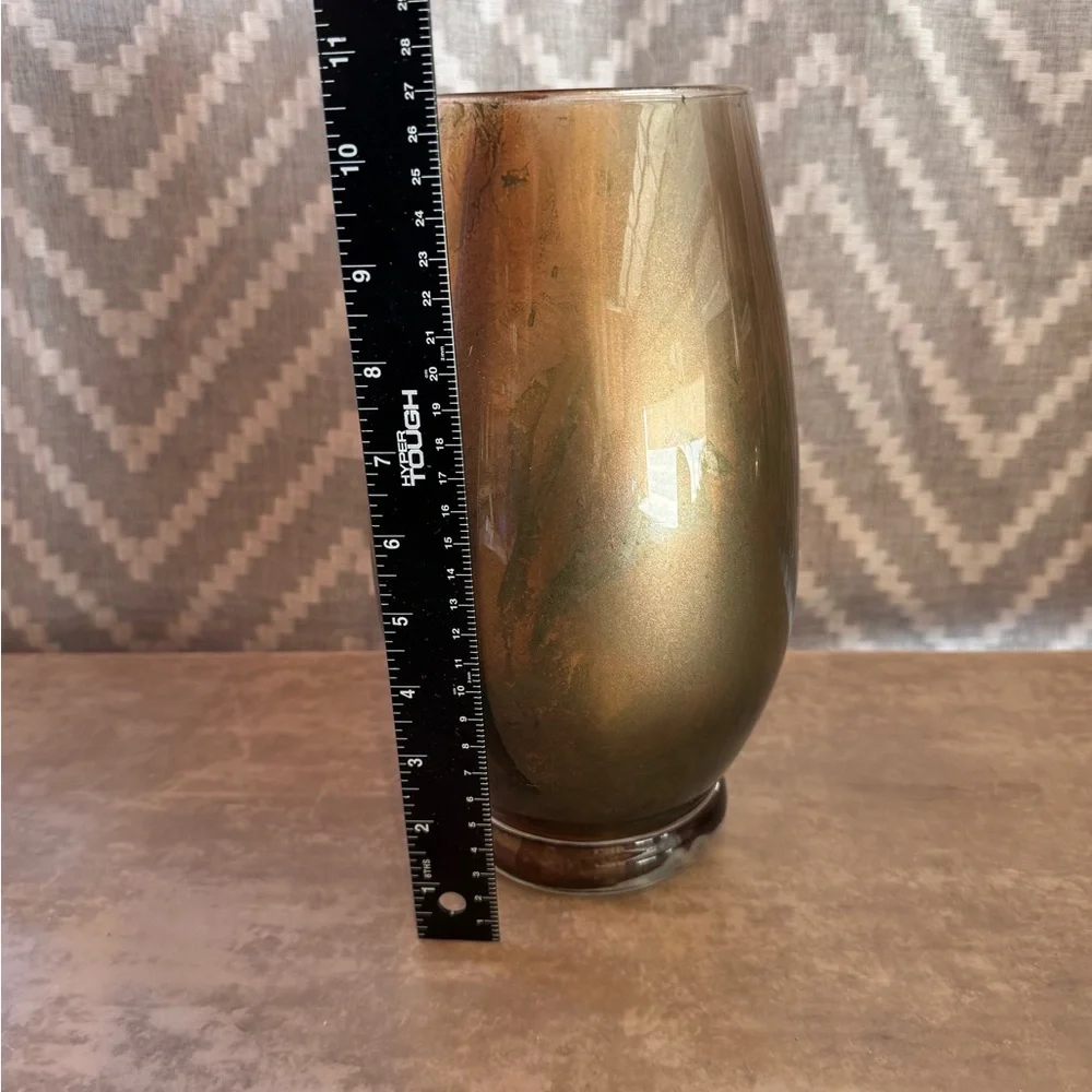 Gold and Green Ombré Metallic Decorative Glass Vase - Home Accents